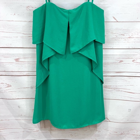 Bcbg MaxAzria Runway Collection Kelly Green Fei Fei Mini Ruffle Strapless Dress - Picture 2 of 16